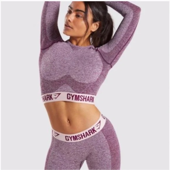 Gymshark Tops - Gymshark Flex Dark Ruby Long Sleeve Dry Athletic Crop Top Medium Purple